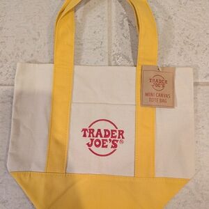 Trader Joe's Yellow Canvas Mini Tote Bag